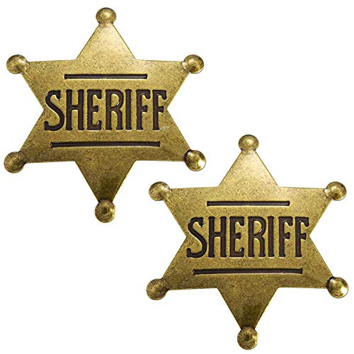2 pcs Sheriff Badge,Deputy Kids Sheriffs Badges Western Toy Sheriff's Badges for Adults,Boys,Girls Party Costume Play Props（Antique Gold）