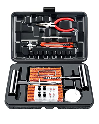 ORCISH 70PCS Tire Repair Kit, Professional Heavy Duty Tire Plug Kit, Tire Patch Kit for Fix a Flat, Tubeless Tire Puncture Change Tool Kit for Car, Motorcycle, Truck, ATV, Tractor, RV, SUV, Trailer