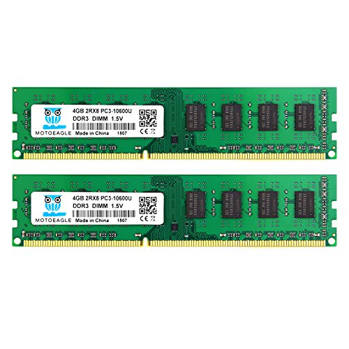 Motoeagle 8GB Kit (2X4GB) 2RX8 PC3-10600U DDR3 1333MHz DIMM RAM 4GB DDR3 10600 PC3 1333 UDIMM CL9 1.5V 240-Pin Desktop Memory