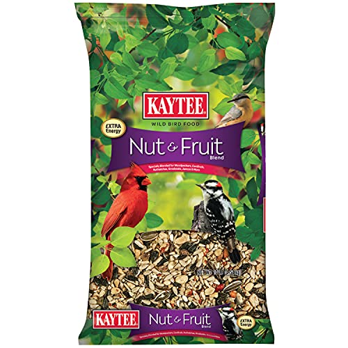 Kaytee Wild Bird Food Nut & Fruit Seed Blend For Cardinals, Chickadees, Nuthatches, Woodpeckers and Other Colorful Songbirds, 10 Pound