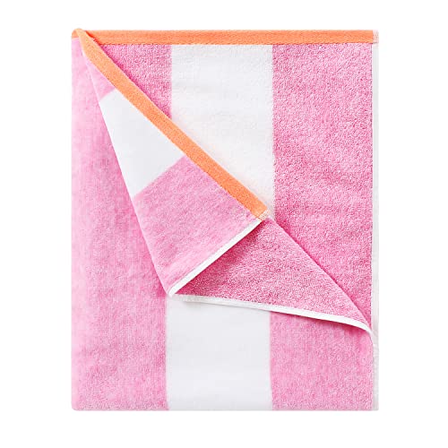 HENBAY Fluffy Oversized Beach Towel - Plush Thick Large 70 x 35 Inch Cotton Pool Towel, Rose Red Striped Quick Dry Swimming Cabana Towel