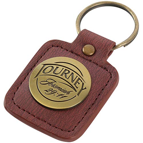 Brown Faux Leather Keychain | Journey - Jeremiah 29:11 | Christian Gifts for Men
