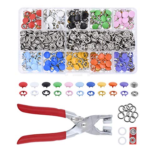 Mandala Crafts Metal Snap Button Kit - Snap on Buttons & Snap Fastener Tool - 9.5mm Colorful Metal Snaps Buttons Snap Closures Sewing Snaps for Clothing Leather Crafting