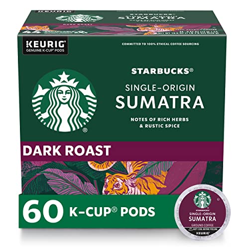 Starbucks K-Cup Coffee Pods, Dark Roast Coffee, Sumatra for Keurig Brewers, 100% Arabica, 6 boxes (60 pods total)