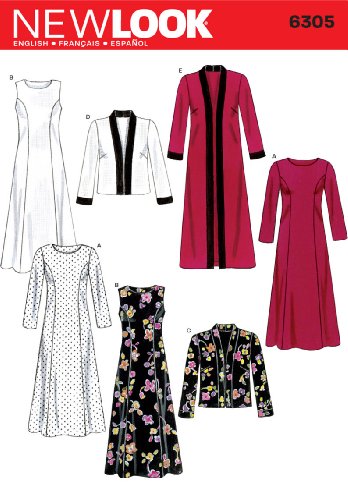 New Look Sewing Pattern 6305 Misses Dresses, Size A (10-12-14-16-18-20-22)