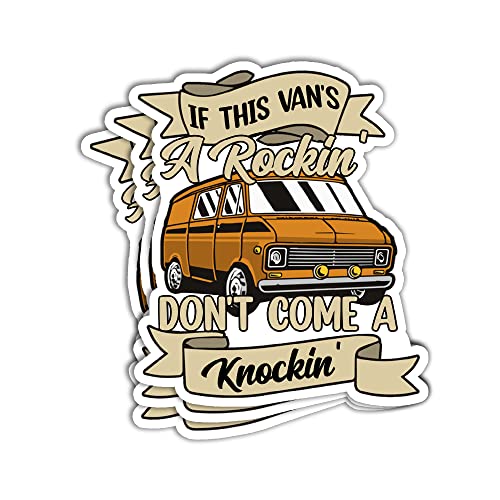 MAIANEY (3Pcs) If This Van's A Rockin' Don't Come A Knockin' Sticker Funny Camper Stickers Funny Camping Traveling Stickers Gift Decorations for Laptop Wall Bumper Helmet Car Trucks Vans Sticker 3'x4'