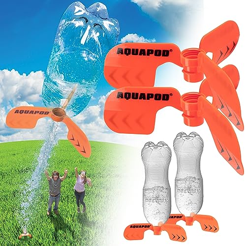 AquaPod Screw on Curved Water Rocket Fins (2 pk)- Compatible with any 2 Liter Bottles - Makes Bottle Spiral in Air & Helicopter to Ground - Fun Outdoor Science Toy - Accessory to Water Rocket Launcher