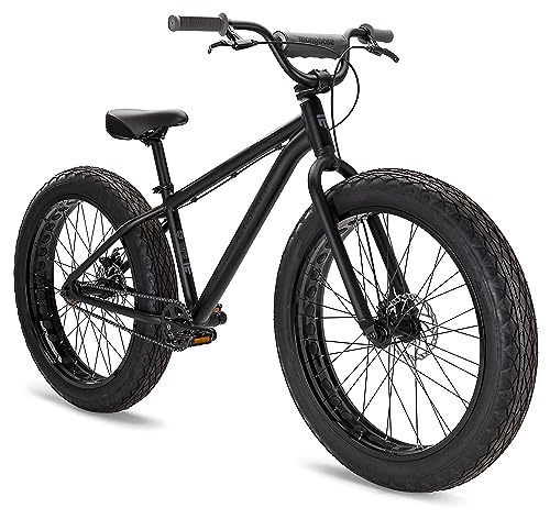Mongoose Hooligan Fat Tire Adult BMX Bike, Big 26x4-Inch Wheels, Lightweight Aluminum Frame, 16-Speed, Disc Brakes, Black