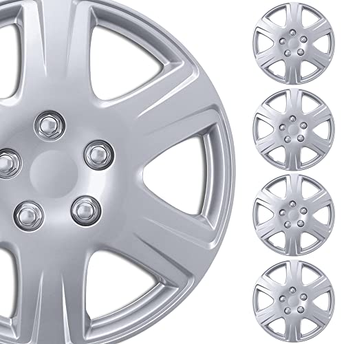 BDK (4-Pack Premium 15' Wheel Rim Cover Hubcaps OEM Style Replacement Snap On Car Truck SUV Hub Cap - 15 Inch Set
