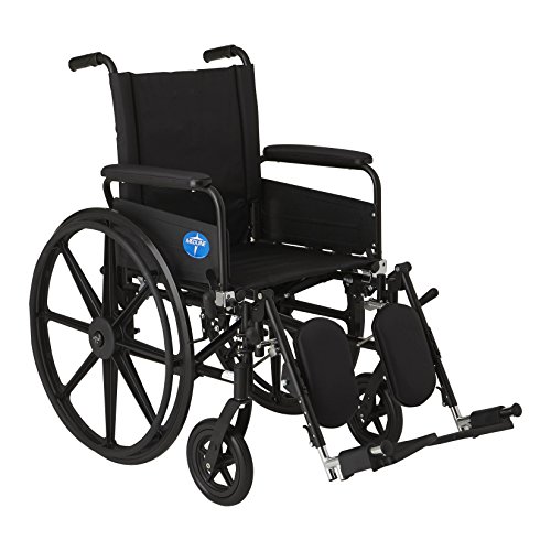 Medline Premium UltraLightweight Wheelchair with FullLength FlipBack Arms and Elevating Leg Rests for Extra Comfort 18” Seat, No, 1 Count