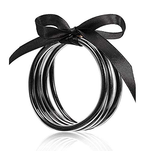 YBMYCM Glitter Jelly Bangles Bracelets Set for Women Glitter Filled Jelly Silicone Bracelets for Girls