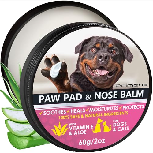 Natural Dog Paw Balm, Dog Paw Protection for Hot Pavement, Dog Paw Wax for Dry Paws & Nose, Canine Paw Moisturizer for Cracked Paws, Cream Butter for Cat, Dogs Paw Protectors (2 OZ)