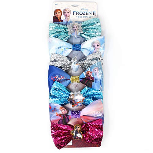 Frozen 2 Girls 7 Small Bow Bundle, Hair Bows for Girls - Ages 3+