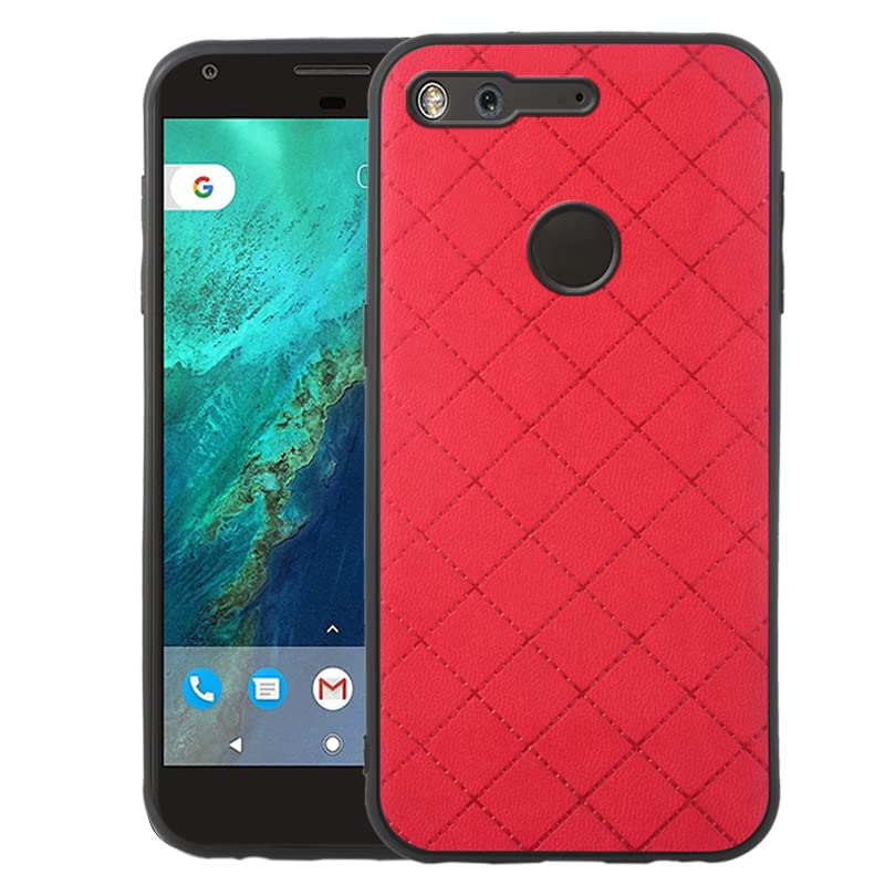 ELISORLI Compatible with Google Pixel 1 Case Rugged Thin Slim Cell Accessories Anti-Slip Fit Rubber TPU Mobile Phone Protection Silicone Soft Cover for Pixel1 Pixle One 5 inch 2016 Women Men Red