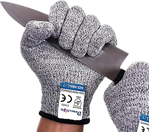 Dowellife Large Grey Protective Gloves with Cut Resistance, Machine Washable
