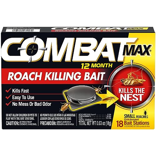 Combat Max 12 Month Roach Killing Bait, Small Roach Bait Station, Child-Resistant, 18 Count