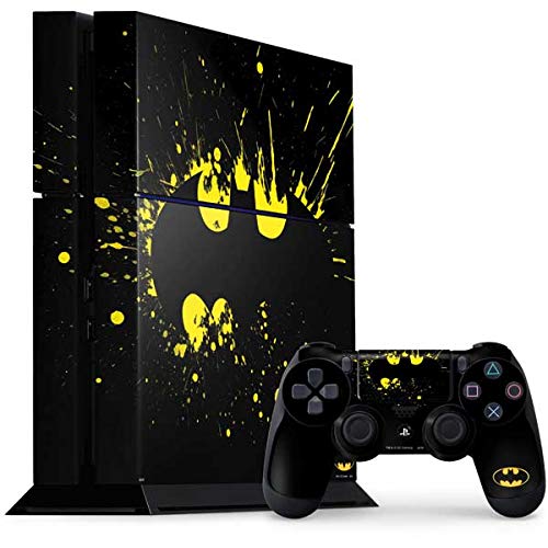Skinit Decal Gaming Skin Compatible with PS4 Console and Controller Bundle - Officially Licensed Warner Bros Batman Logo Yellow Splash Design