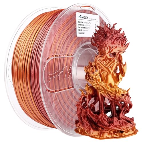 AMOLEN PLA 3D Printing Filament, PLA Filament 1.75mm Silk Shiny Filament Red Gold Filament, 3D Printer Gradient Pla Filament 1KG/2.2lb Compatible with 3D Printer and 3D Pen
