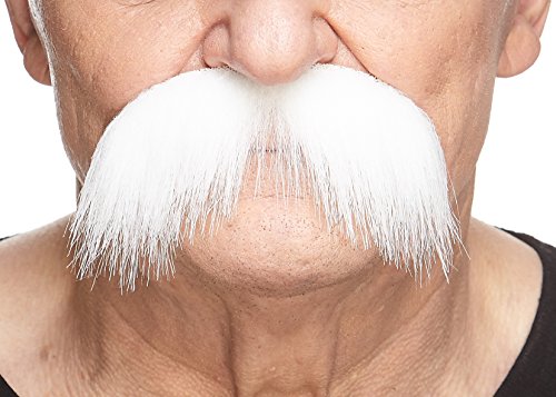 Mustaches Self Adhesive Walrus Fake Mustache, Novelty, Realistic False Facial Hair for Adults, Costume Accessory for Adults, White Color