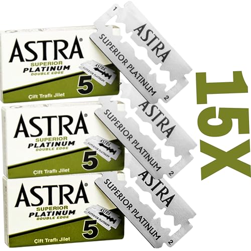 Astra Superior Premium Platinum Double Edge Safety Razor Blades, 5 Count (Pack of 3)