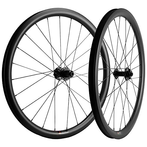 Superteam 38mm Carbon Tubeless Wheelset Disc Brake Road Bike Wheels 700c 31mm Width (Center Lock, Thru-Axle Type Front 12 * 100mm Rear 12 * 142mm)