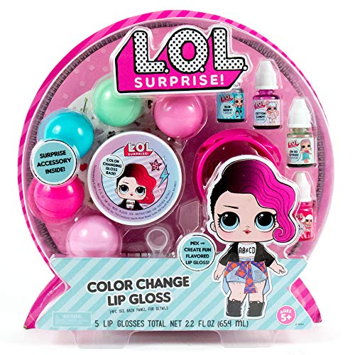 L.O.L. Surprise! Color Change Lip Gloss By Horizon Group USA, Mix & Create 5 Color Changing Multi Flavored ,DIY Lip Gloss Making Kit, Containers & Decorative Stickers Included.Multicolored
