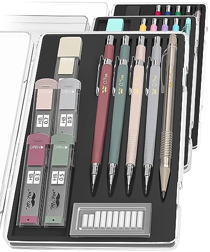 Mr. Pen- Mechanical Pencil Set with Leads and Eraser Refills, 5 Sizes - 0.3, 0.5, 0.7, 0.9 and 2 Millimeters, for Drafting, Drawing and Sketching