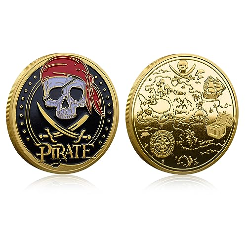 Joygulls Treasure Island Bay Coin Skull Pirate Ship Challenge Coin