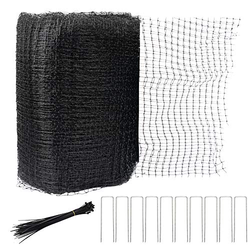 Hourleey Bird Netting, 7 x 100 FT Black Deer Fence Netting Reusable Protective Garden Netting for Vegetables Plants Fruit Trees with 50 Pcs Cable Ties