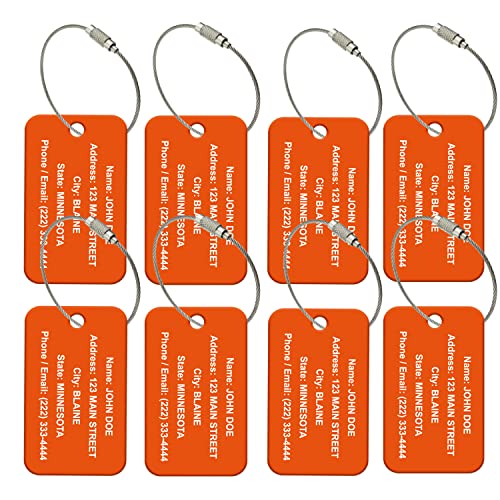 High Visibility Multi Pack Customized Tavel ID Tag - Luggage Tag - Golf Bag ID - Personalized ID Travel Tag - Imprinted Luggage Tag - Luggage, Bikes, Sport Equipment and More. (8)