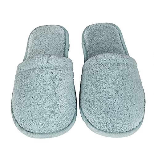 Arus Womens Turkish Terry Cotton Cloth Spa Slippers One Size Fits Most, Seafoam, 6-9.5 Wide Women