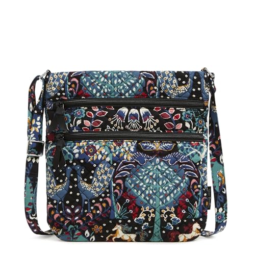 Vera Bradley Women's Cotton Triple Zip Hipster Crossbody Purse, Enchantment, One Size