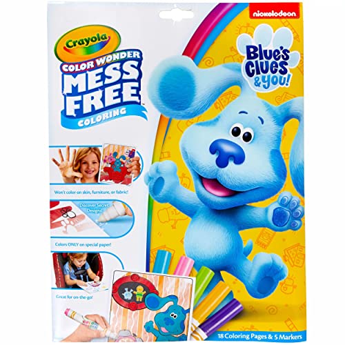 Crayola Blues Clues Color Wonder, 18 Mess Free Coloring Pages & 5 No Mess Markers, Gift for Kids