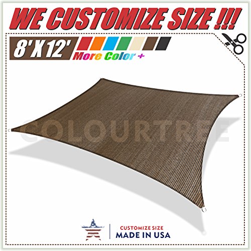 ColourTree 8' x 12' Brown Rectangle Sun Shade Sail Canopy Awning Shelter Fabric Cloth Screen - UV Block UV Resistant Heavy Duty Commercial Grade - Outdoor Patio Carport - (We Make Custom Size)