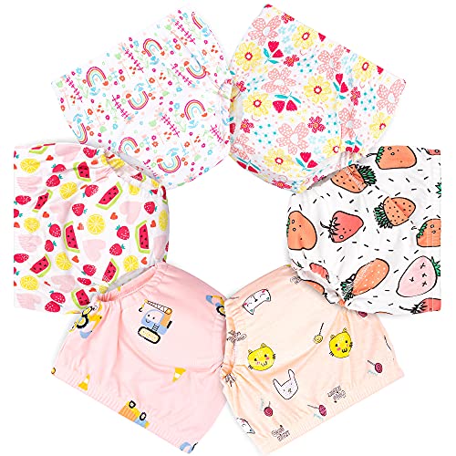 U0U Toddler Girls Potty Training Pants,Baby Girls Training Underwear 6 Pack Size 3T Orange