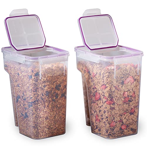 Snapware Airtight (22.8 Cup) Cereal Dispenser Storage Containers, Flip-Top Lid BPA Free, Plastic Containers For Cereal, Rice, Snack, Dry Food and Pantry Organization 2 Count (Pack of 1)