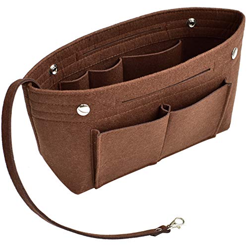VANCORE Purse Organizer Insert for Handbags, Felt Bag Organizer for Tote & Purse, Tote Bag Organizer Insert Fit Speedy Neverful and More, Coffee Large