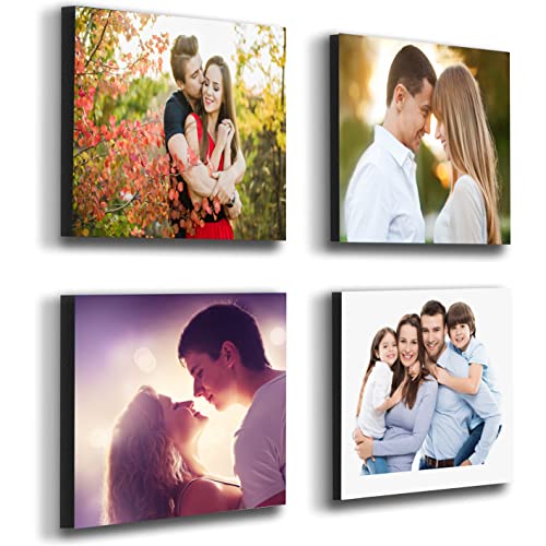Print Your Canvas Photos to Customize Personalized Photo Wall Collages Photo Tiles 8x8 Inch, Peel and Stick Picture Frames Storyboards for Home Decor, Gallery, Offices, and Gifts (4pc)