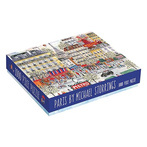 Galison Michael Storrings Paris Puzzle, 1,000 Pieces, 20”x27” – Fun and Challenging – Piece Together a Charming Paris Scene Complete with The Metro, Cafes, Shops, and The Iconic Eiffel Tower, 1000