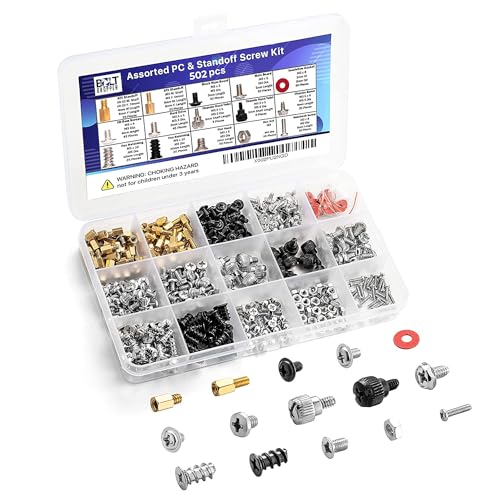 Bolt Dropper 502pcs Computer Screw Assortment Kit - Standoffs Screws for HDD Hard Drive, Fan, Chassis, ATX Case, Motherboard, Case Fan, Graphics, SSD, Spacer - DIY PC Installation and Repair Set