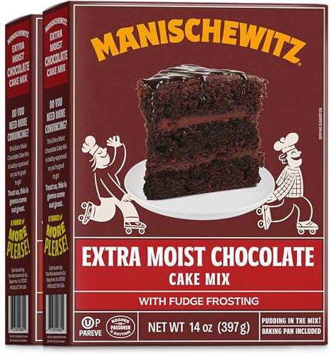 Manischewitz Extra Moist Cake Mix With Frosting 14oz (2 Pack), Kosher for Passover, Pan included, Pudding in the Mix