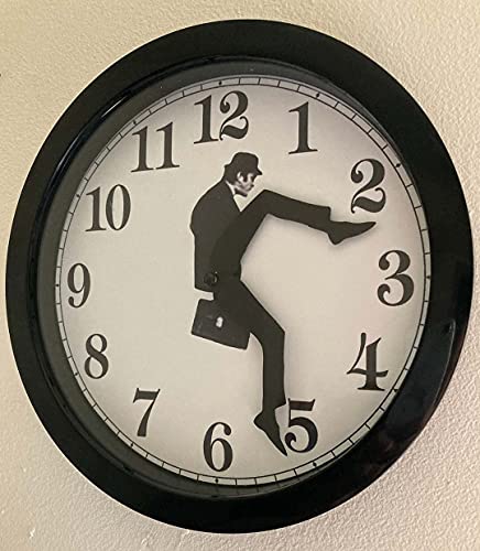 ZHOUYIN Ministry of Silly Walk Wall Clock with Cover - Creative Wall Clock Artwork, Precise Sweep Seconds Silent Clock No-Ticking for Bedroom,Office & Library Wall Decorations (Black)