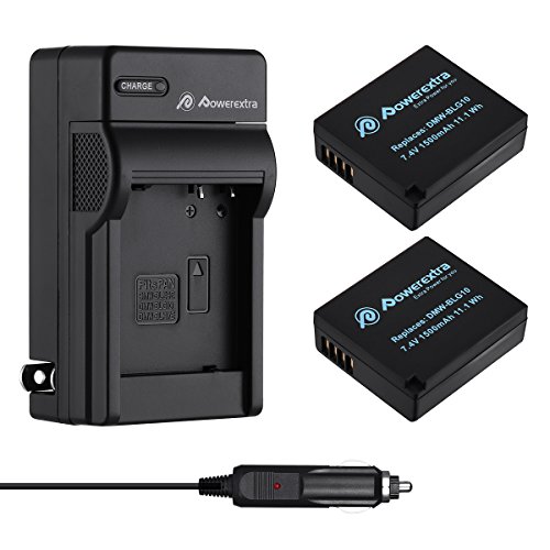 Powerextra 2 Pack Replacement Battery and Charger for Panasonic DMW-BLE9, DMW-BLG10 and Panasonic Lumix DMC-ZS60, DMC-ZS100, DMC-GX7, DMC-LX100, DMC-GF3, DMC-GF5, DMC-GF6, DMC-GX85