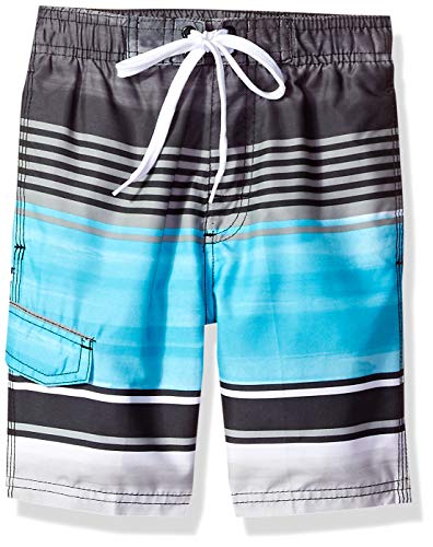 Kanu Surf boys Avalon Quick Dry Upf 50+ Beach Swim Trunks, Avalon Black/Aqua, 10 12 US