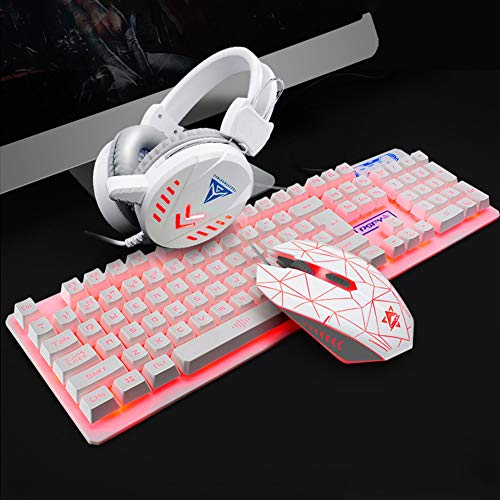 58bh Gaming Keyboard Mouse Headset Mouse Pad Combo Set 4 in 1 Bundle USB Equipment Waterproof Mechanical Feel Black Blue Light Black Colorful Light White Colorful Light