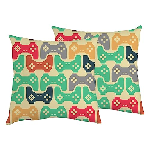 Pillow Covers 16x16 Inch Set of 2,Joystick Retro Gamepad Throw Pillow Cover for Sofa Bedroom Decorative Pillow Case Cushion Cover Gifts for Home Decor（NO Inserts）
