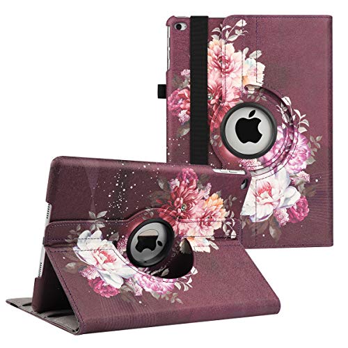 New Case for iPad 9.7 inch 2018 2017/ iPad Air 2 Case - 360 Degree Rotating Stand Protective Cover Smart Case with Auto Sleep/Wake for Apple iPad 5th/6th Generation (Purple Flower)