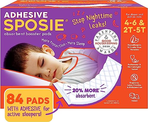 Sposie Diaper Booster Pads, Stop Leaks in Overnight Diapers, Nighttime Diapers, Baby Diapers, and Disposable Toddler Training Underwear Girls and Boys, Adhesive Diaper Pad, Size 5 Diapers and up