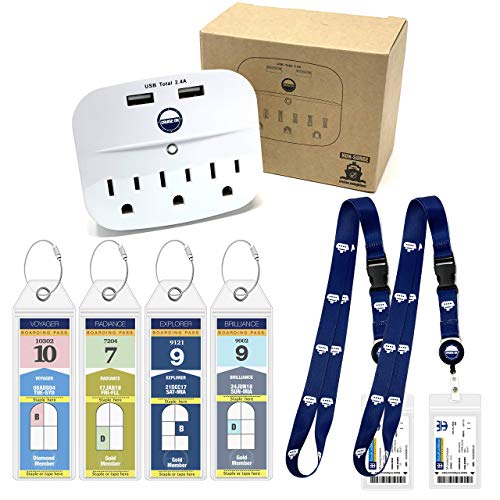 Royal Caribbean Essentials Kit - Cruise Power Strip, Lanyards & Royal Caribbean Luggage Tags