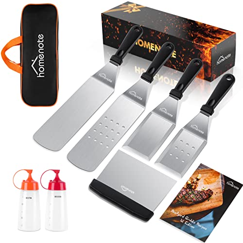 HOMENOTE Griddle Accessories Kit, Exclusive Griddle Tools Spatulas Set for Blackstone - 8 Pcs Commercial Grade Flat Top Grill Accessories - Great for Outdoor BBQ, Teppanyaki and Camping